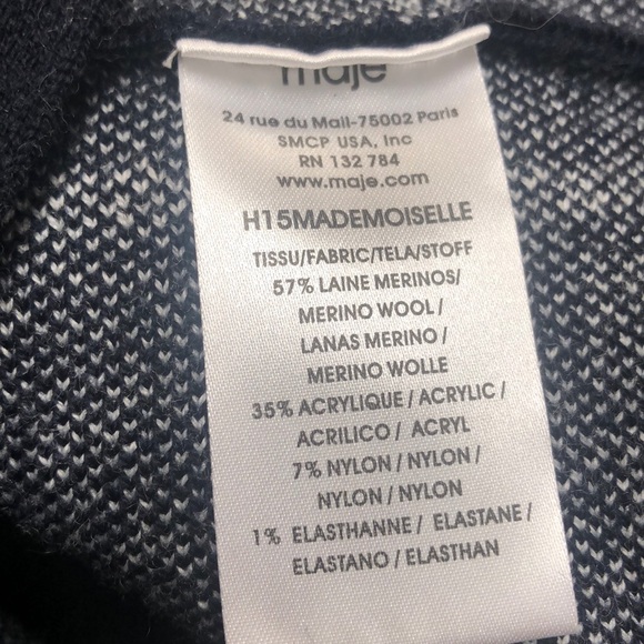 Maje Navy & White Wool Pullover - Picture 5 of 6